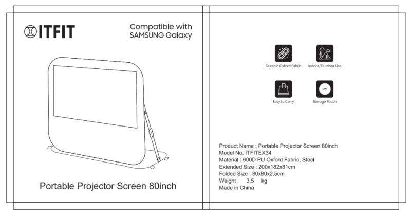 ITFIT ITFITEX34 C&T Portable Projector Screen 84吋便攜式投影布幕
