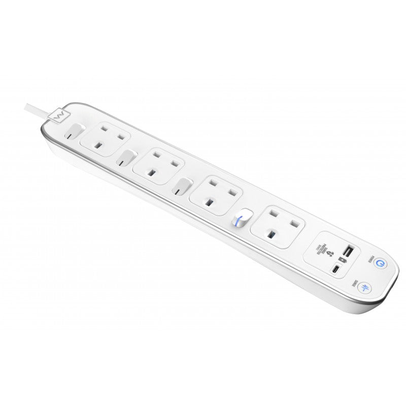 Masterplug SWSRGUAC2042PW 4位13A USB A+C 獨立開關防雷電源拖板 (2米)