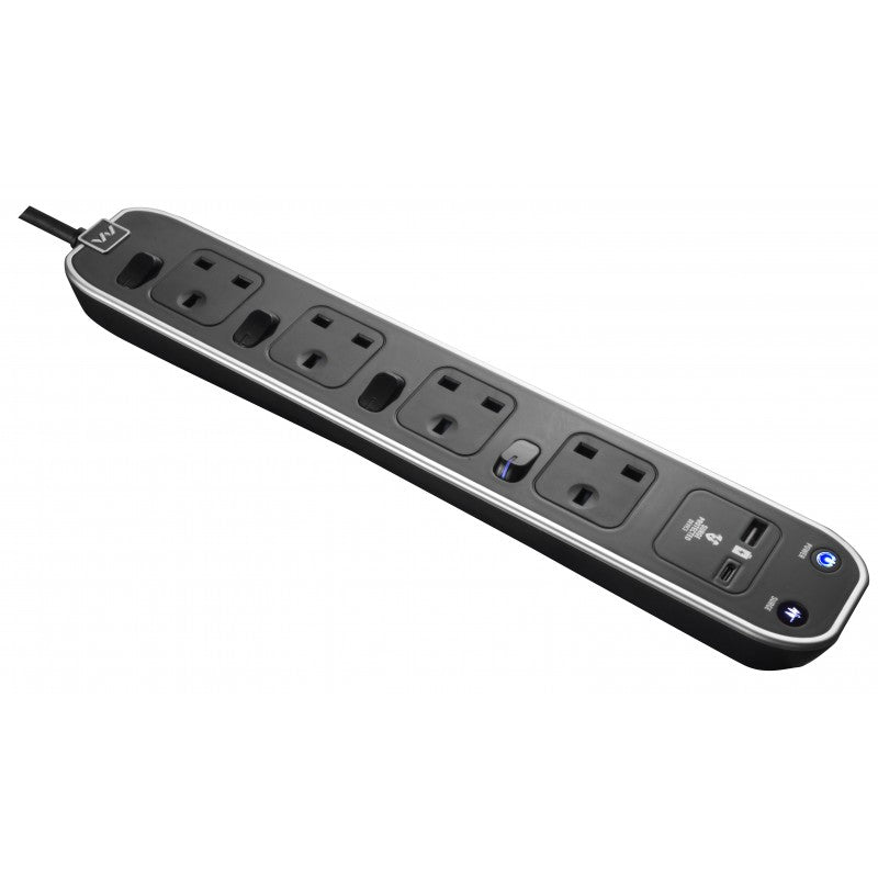 Masterplug SWSRGUAC2043PB 4位13A USB A+C 獨立開關防雷電源拖板 (3米)