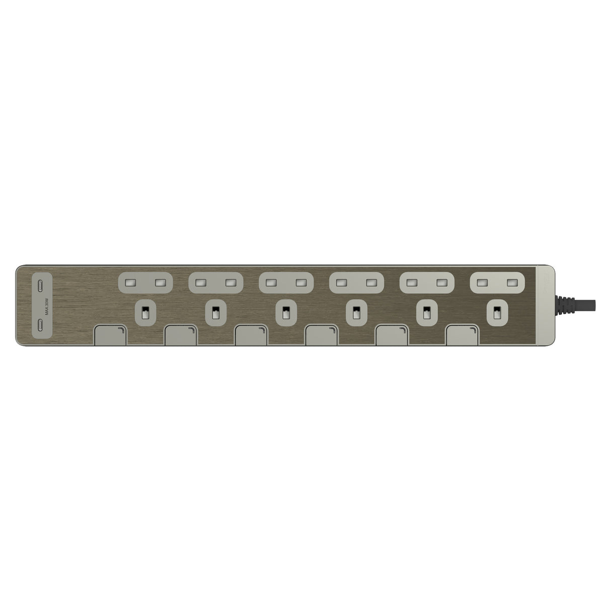 Schneider TSH36QCUSB 30W 6-position independent switch Type C+C power strip (3m) bronze gold