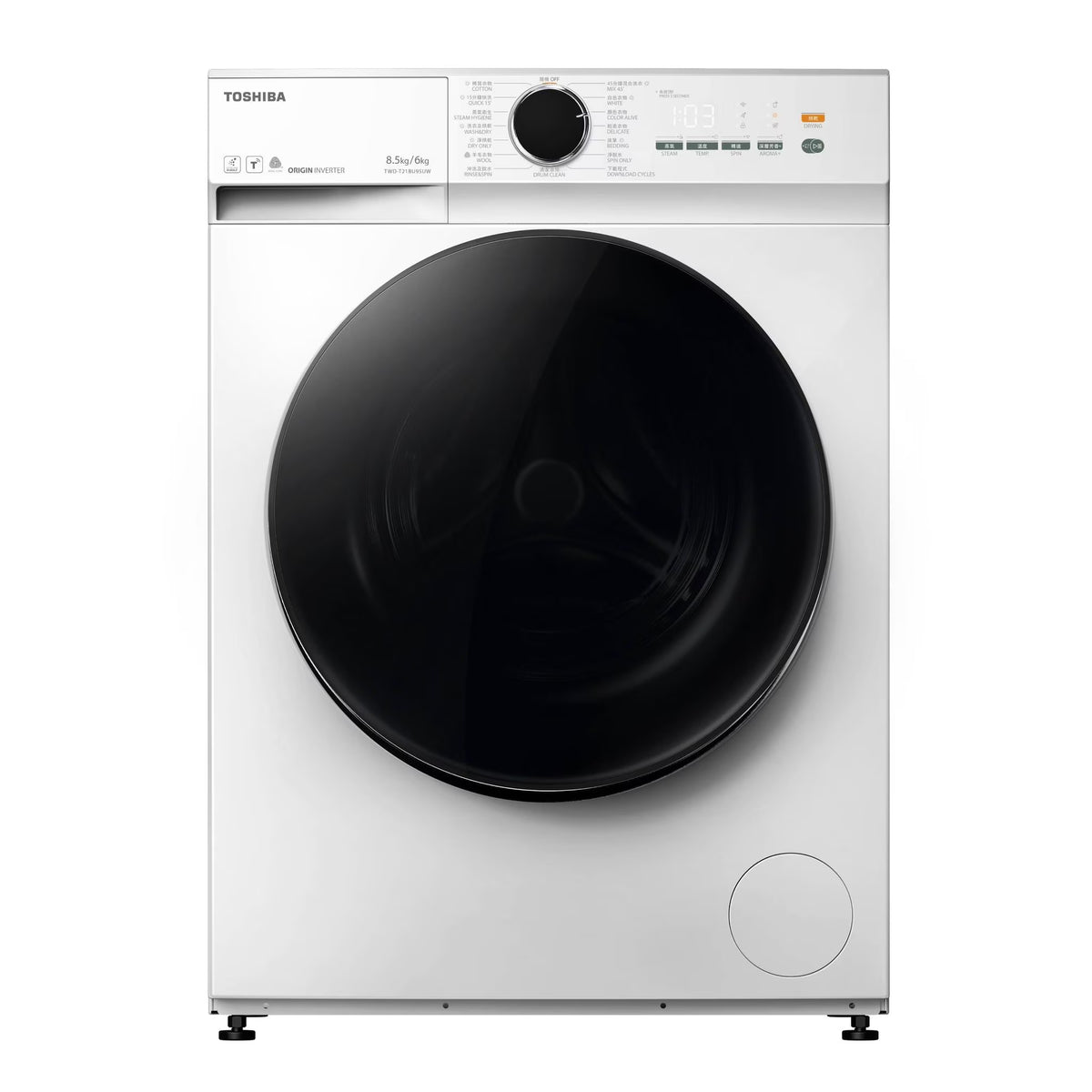 Toshiba 東芝 TWD-T21BU95UWH(WW) 8.5公斤洗衣/6公斤乾衣 1400轉 470MM超薄身前置式變頻洗衣乾衣機