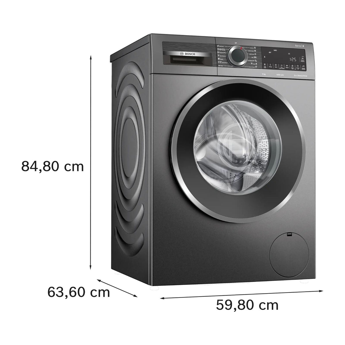 Bosch 博世 WGG2440RHK 9kg 1400轉 Series 6 前置式洗衣機 尺寸圖