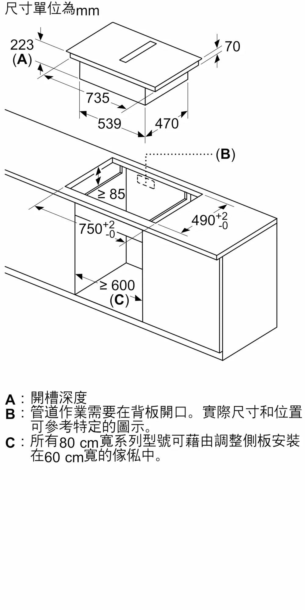 Bosch 博世 PXX875D67E 80厘米 Series 8 嵌入式抽油煙機電磁爐