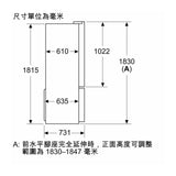 Bosch 博世 KFN96APEAG 593公升 Series 4 歐式四門雪櫃 尺寸圖2