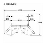 Bosch 博世 KMC85LBEA 550公升 Series 4 歐式無霜變頻四門雪櫃 尺寸圖