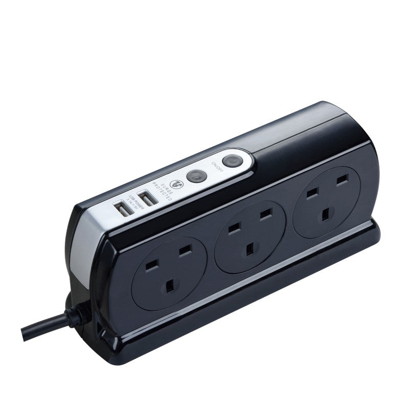 Masterplug SRGDSU63PB 6位13A USB防雷電源拖板 (3米)