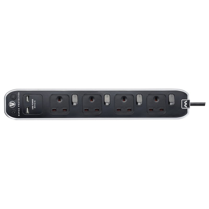 Masterplug SWSRGU42PB 4-digit 13A USB lightning protection power supply extension board (2 meters) 