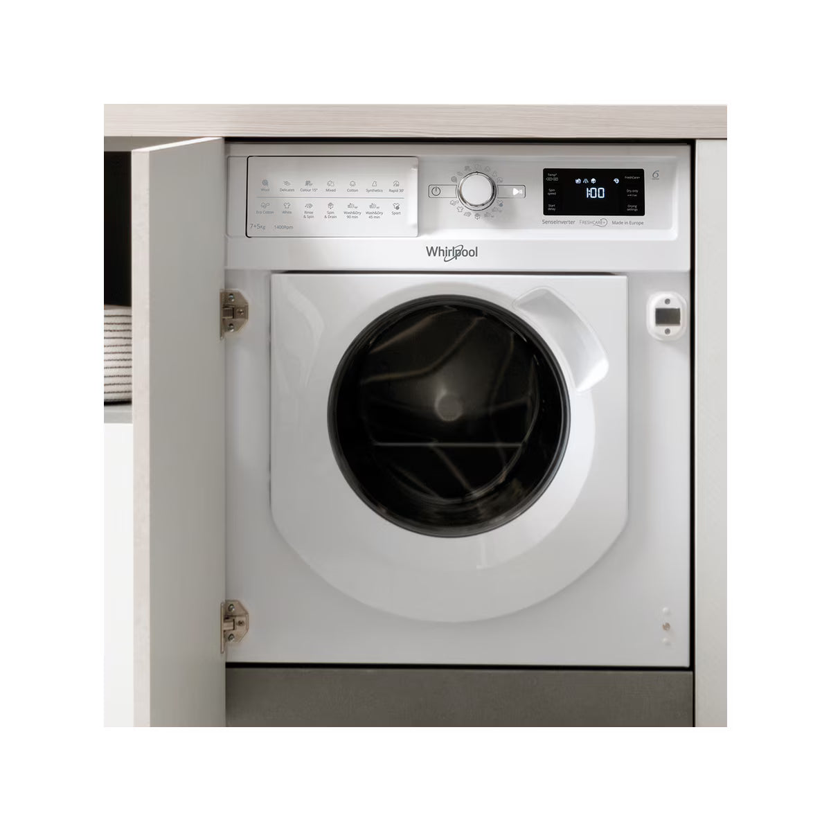 Whirlpool 惠而浦 WFCI75431 7kg洗衣/5kg乾衣 蒸氣抗菌嵌入式洗衣乾衣機