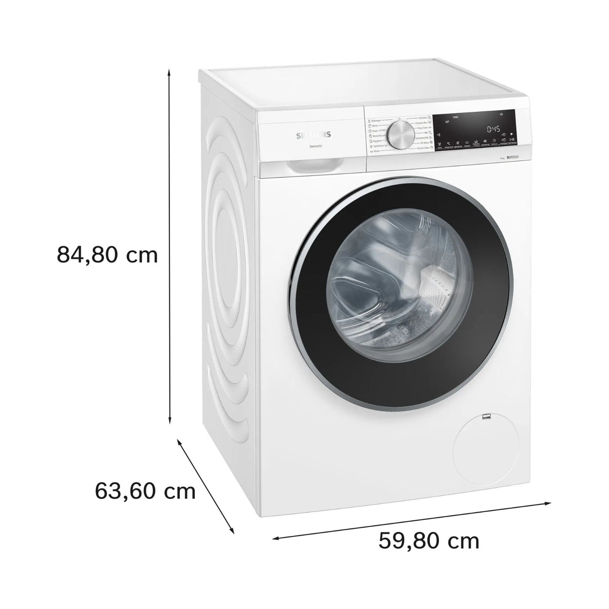 Siemens 西門子 WG54A2A2HK 10公斤1400轉 iQ500 前置式洗衣機 - 尺寸表